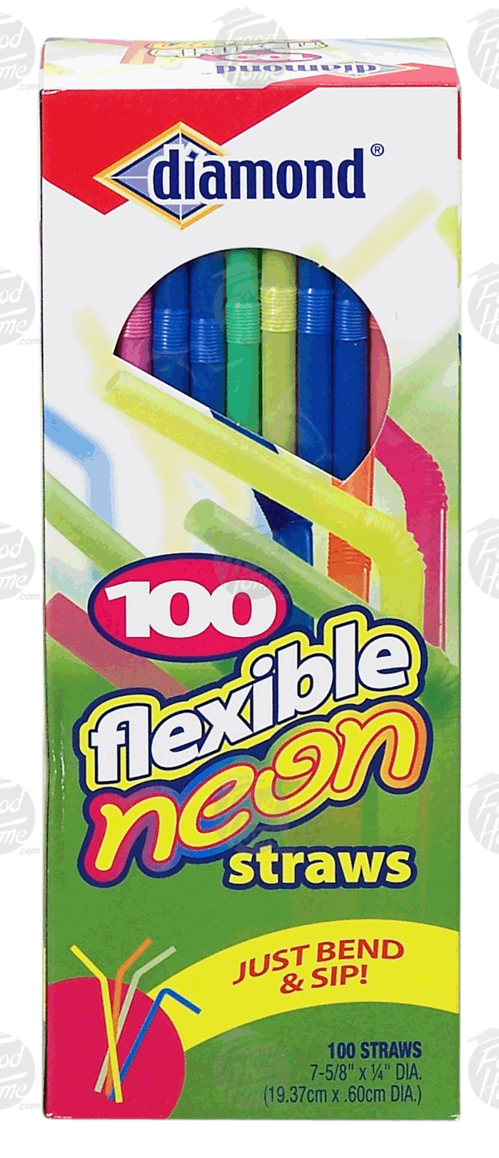 Diamond  flexible neon straws, 7 5/8 x 1/4 dia. inch Full-Size Picture